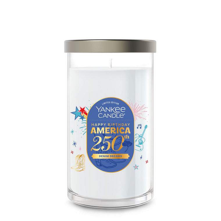 Denim Dreams Medium Pillar Candle H9