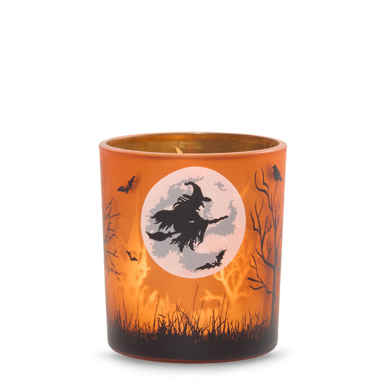 Orange Witch's Moon Tea Light Candle Holder J4