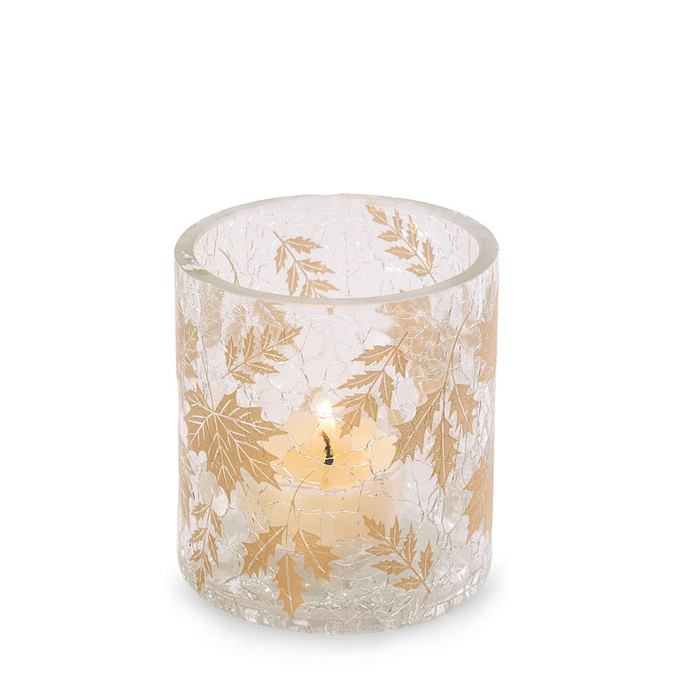 Crackle Leaves Tea Light Candle Holder A3