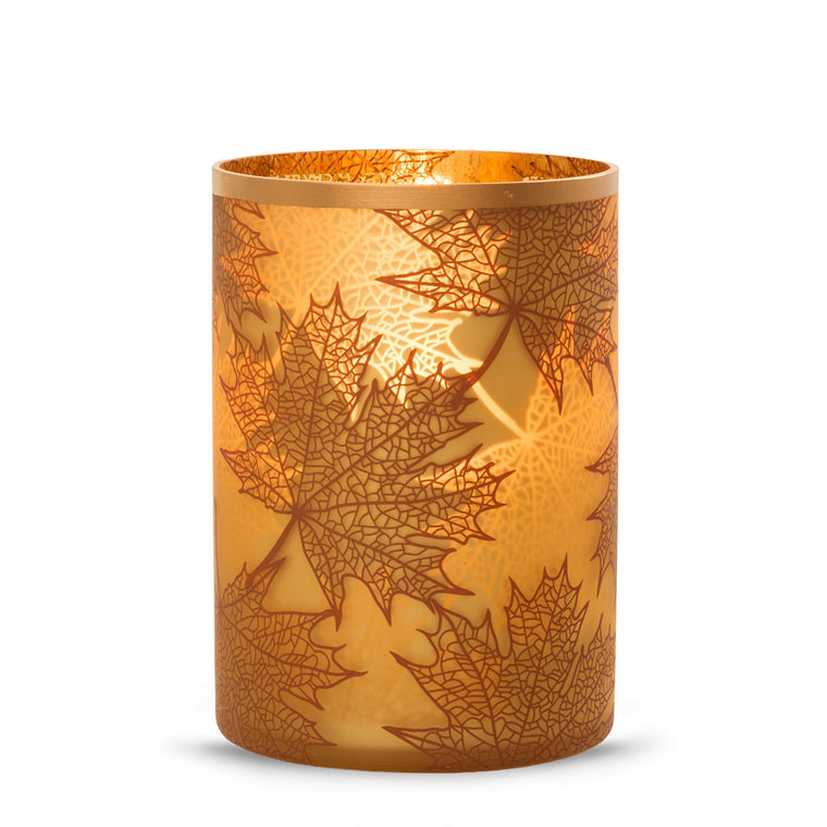 Crackle Leaves Jar Candle Holder T7